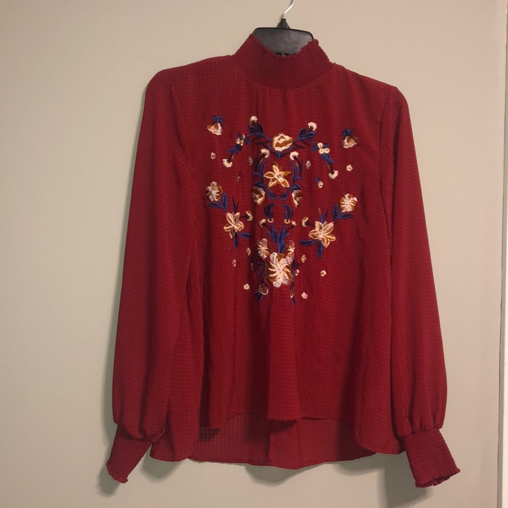 Flower Embroidered Blouse